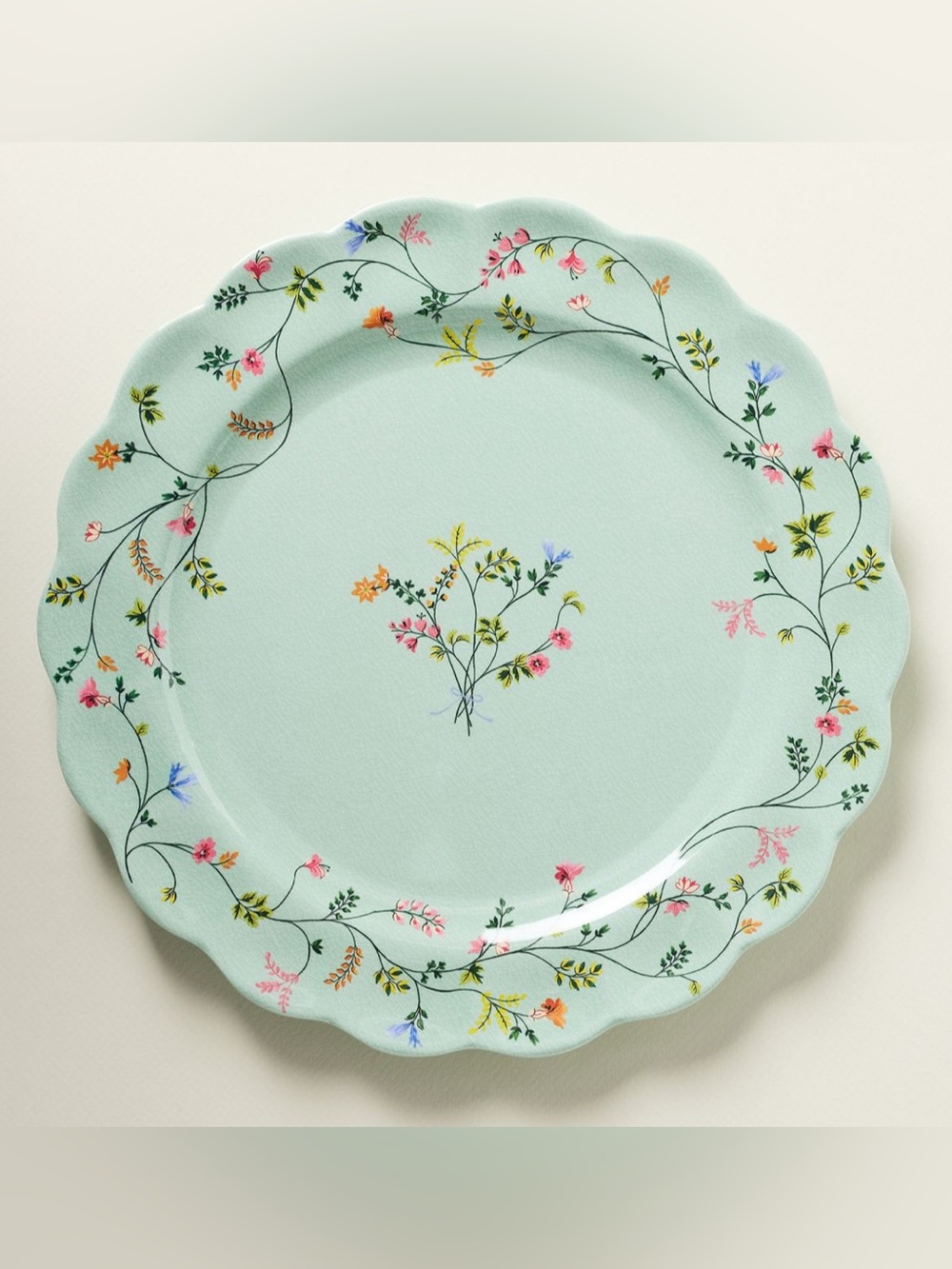 Set of 4 Annette Sky Floral Melamine Dinner Plate